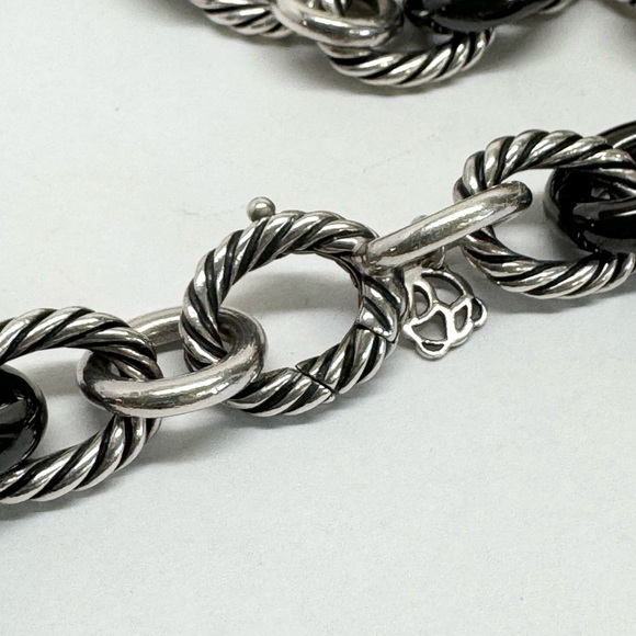 David Yurman Black Ceramic Oval Link Necklace .925 - Picture 6 of 8